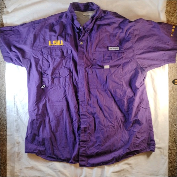 Columbia Other - COLUMBIA PFG Shirt/Top PURPLE/GOLD Vented Back LSU TIGERS Button Up sz XL
